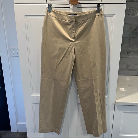 Lafayette 148 New York Tan Straight Leg Trousers 8 - Picture 1 of 10